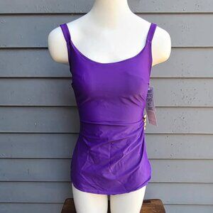 Beach Bay Purple One Piece Tummy Control Swim Suit Size 10 NWT!